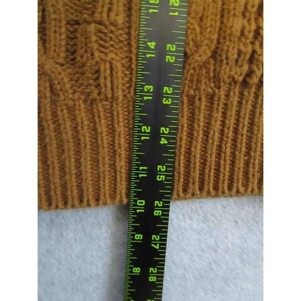 Vintage‎ Cable Knit Sweater Mens Large Mustard Yellow Structure Fisherman
